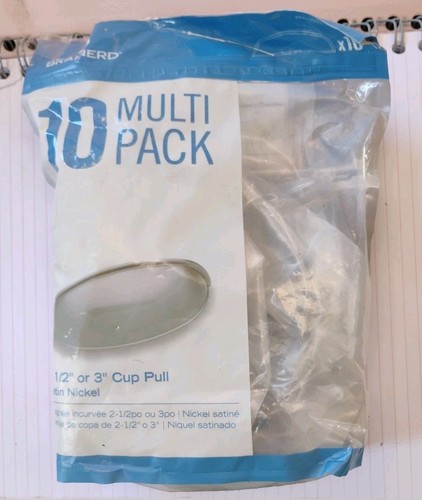 Brainerd 10-Pack Adjustable Satin Nickel Arch Cup Drawer Cabinet Pull New 2.5-3" - Picture 1 of 4