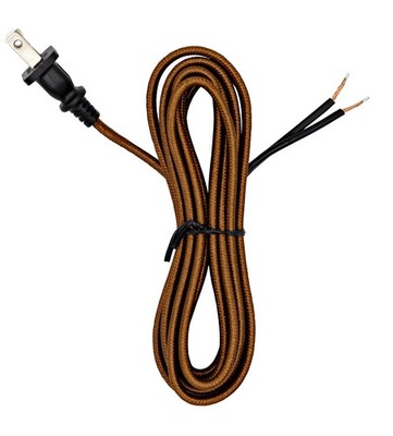 Creative Hobbies Rayon Cloth Covered Electric Lamp Cord with End Plug, Brown