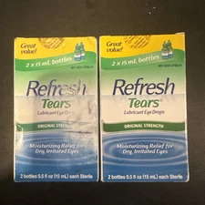 2 Box Refresh Tears  Twin  2x15ml Bottles Lubricant Eye Drops   EXP 7/2027 Dmg