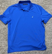 Men's Nautica Blue Short Sleeve Polyester Polo Shirt Size M