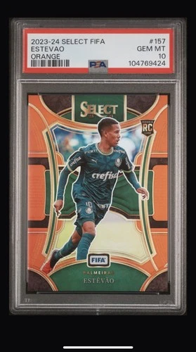 2023-24 Panini Select FIFA  Orange Prizm /49 Estevao PSA 10
