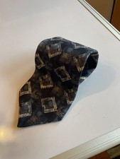 Haggar Tie Black Tan Geometric Abstract 100 Silk Hand Made in USA