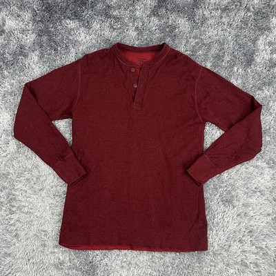 LL Bean Shirt Adult Medium Red River Driver Wool Double Layer Henley Outdoor Men