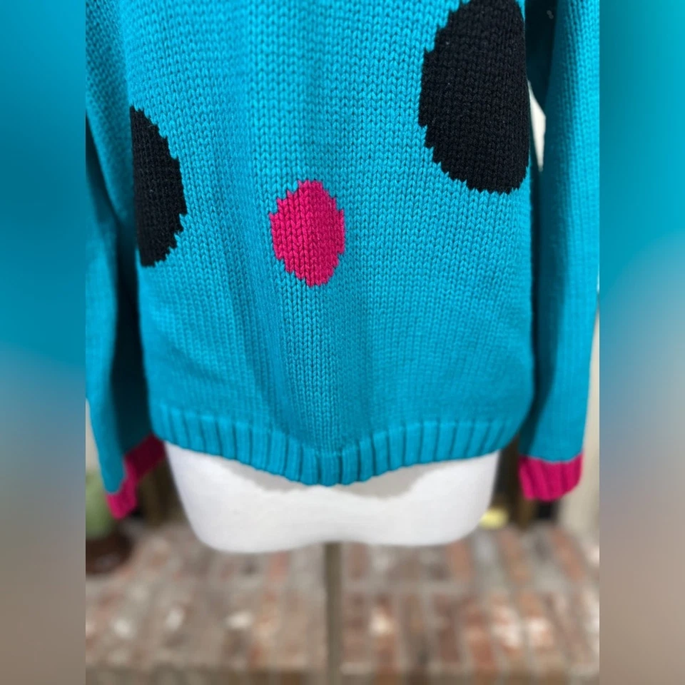 Suéter Vintage Emporio Gitano Años 80 90 De Gran Tamaño Lunares 2X Azul Negro Rosa Foto 4 de 4