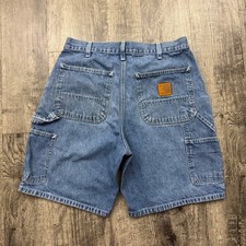 Vintage 2000's Carhartt Denim Carpenter Distressed Grunge Workwear Shorts Sz 32