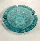 Vintage Anchor Hocking Soreno Aqua Blue Glass Ashtray 8 1/2” MCM