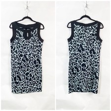 Dressbarn 12 Womens Black Mint Abstract Floral Career Sleeveless Sheath Dress