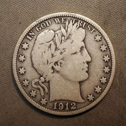 1912 **D** BARBER SILVER HALF DOLLAR ***NICE COIN!***  FREE SHIPPING! C1965