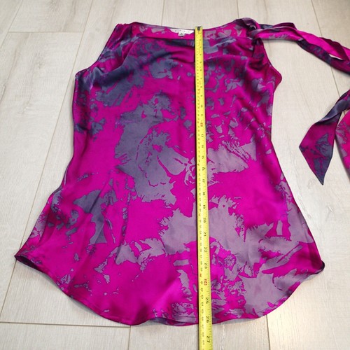 Cabi Silk Blouse s Purple pink Sleeveless Shoulder Tie Cowl Neck Career Party - Picture 14 of 14