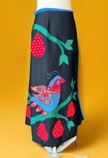 VTG UNIQUE Alfredo's Wife Partridge Pear Tree Patchwork Maxi Skirt Christmas O/S