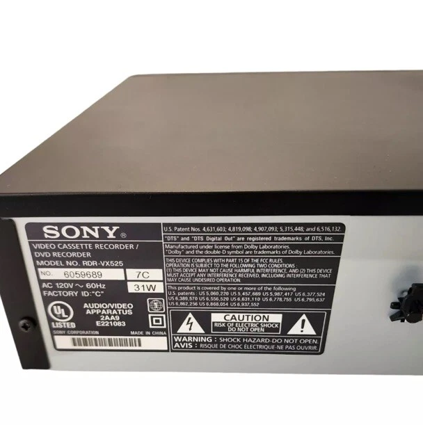 Reproductor DVD VHS Sony RDR-VX525 grabadora para piezas o reparación Foto 2 de 4