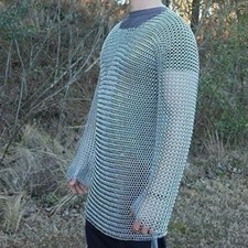 Medieval Chainmail Shirt Long Sleeves Aluminum Butted Ring Handmade Armor Larp
