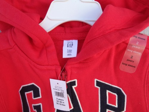 New Gap Arch Zip Hoodie Red Size 2T 3T 4T 5T 2 3 4 5 years Logo Boys Girls - Picture 4 of 16