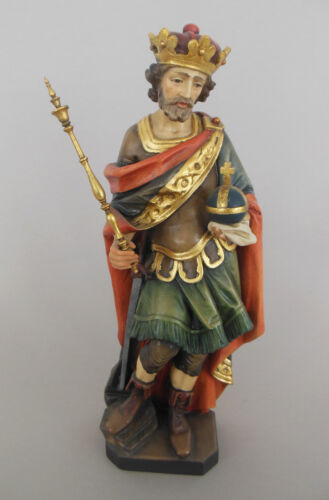 Heiliger Karl 31 cm hoch Holz bemalt Heiligenfigur Holzfigur Farbfehler N2 - Bild 1 von 6