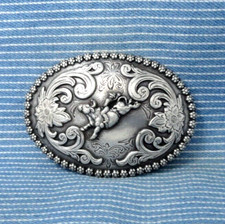 Bull Rider Cowboy Dress Belt Buckle Western Rodeo Vtg 80s Nocona     .GTA663