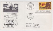 Product Image: TurtlesTradingPost- Kansas Statehood- 1961 #1183 FDC Artcraft Cachet