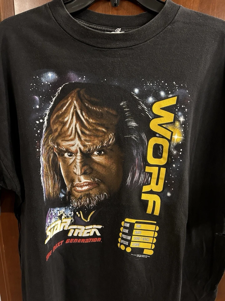Camiseta vintage 1993 Star Trek The Next Generation Lieutenant Worf extra grande Foto 2 de 4