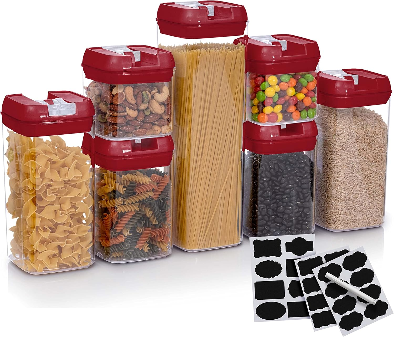 7-Piece Airtight BPA-Free Plastic Food Storage Containers for Pantry Organization