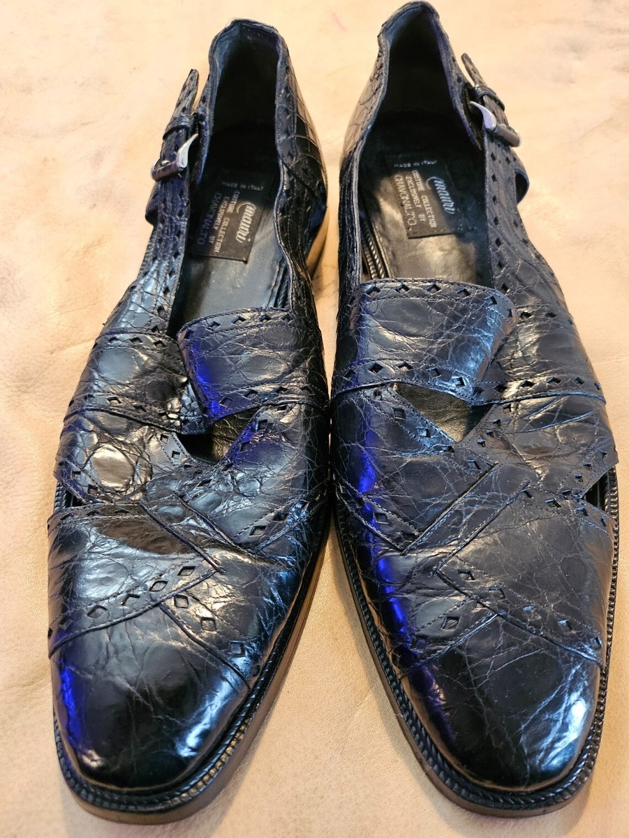 MAURI Genuine Crocodile Alligator men's sandals Black US 13 RARE