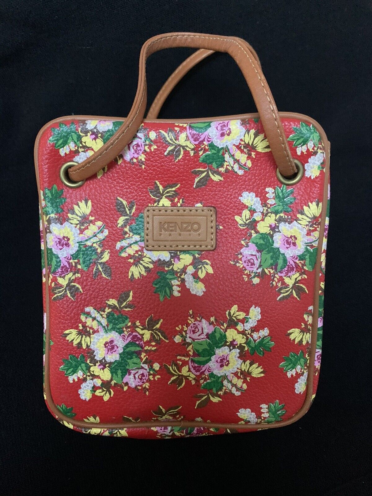 Vintage KENZO Paris Leather Mini Bag Floral Flowe… - image 2