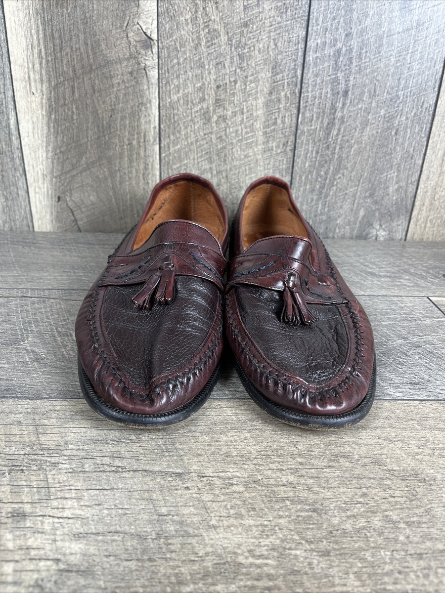 Santoni Woven Tassel Loafers Mens 9.5 Brown Leather Fisherman Preppy Academia SANTONI Men main image 2