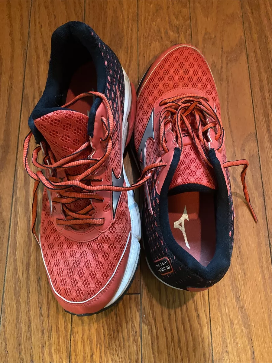 Mizuno Wave Rider 18 Athletic Running Orange Black Shoes Women s