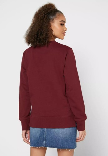 New Tommy Hilfiger Women’s Embroidered Monogram Sweatshirt 76J1825 Burgundy - S - Picture 2 of 13