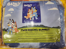 BLUEY TWIN RASCHEL BLANKET 100 POLYESTER 60in x 80in NWT HUG FEST NORTHWEST