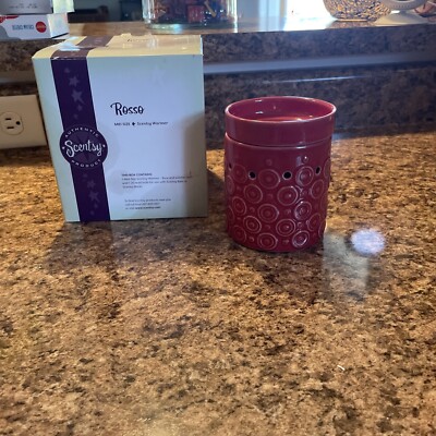 Scentsy Warmer Red Rosso Vermillion Tribal Circles Retired Hard To Find New