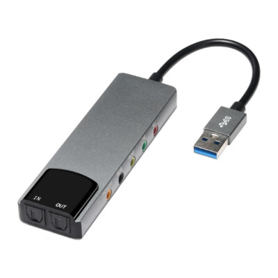 Usb External Multi-Function Sound Card Aluminium Alloy 3 Input Terminals