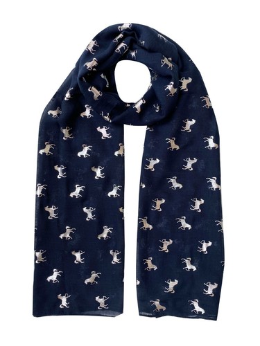 Pretty Horse Print Silver Foil Scarf Light Weight Ladies Shawl Wrap Pashmina - Picture 9 of 9