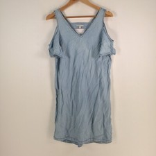 Target womens dress size 8 shift lyocell blue short sleeve Vneck 070269
