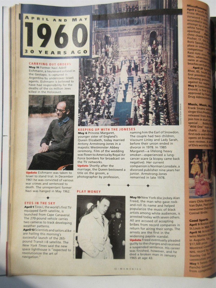 Memories Magazine April 1990 John F. Kennedy, Edward R. Murrow, Kent ...