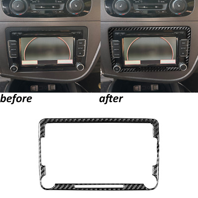 Real Carbon Fiber Console GPS Navigation Frame Trim For Seat Leon MK2 2005-2012
