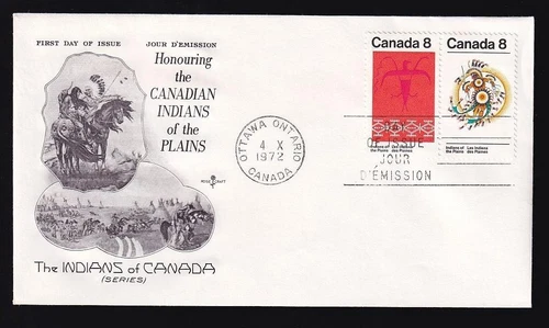 Canada FDC 1972 Plains Indians sc#565a pair, unaddressed