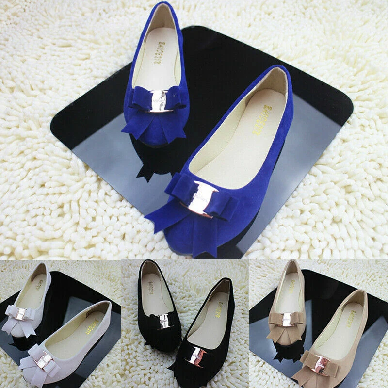 WOMENS LADIES SLIP ON BALLERINAS DOLLY FLAT BOW PUMPS BALLET WOMEN SHOES SIZE *& - Image 2 of 4