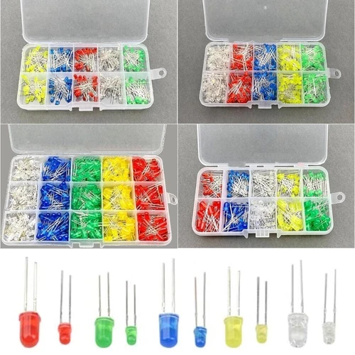 LED 3mm 5mm Sortiment 200 / 500 Stück blau gelb grün rot weiß Set LEDs farbig