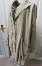 Kekoo Lagenlook Jacket Size Ii 18 20 22 Beige Arty Long Pockets Parachute Boho