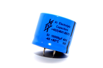 Vintage Elko-Kondensator von F & T, 10000 µF / 40 V, Snap-In Capacitor, NOS
