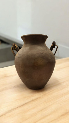 Traditional vintage Brass artifact pot with handle Bronze planter artefact 166
