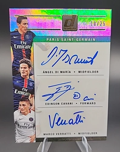 2016-17 Panini Donruss* PSG LEGENDS TRIPLE AUTO* DiMaria/Cavani/Veratti /25 SP