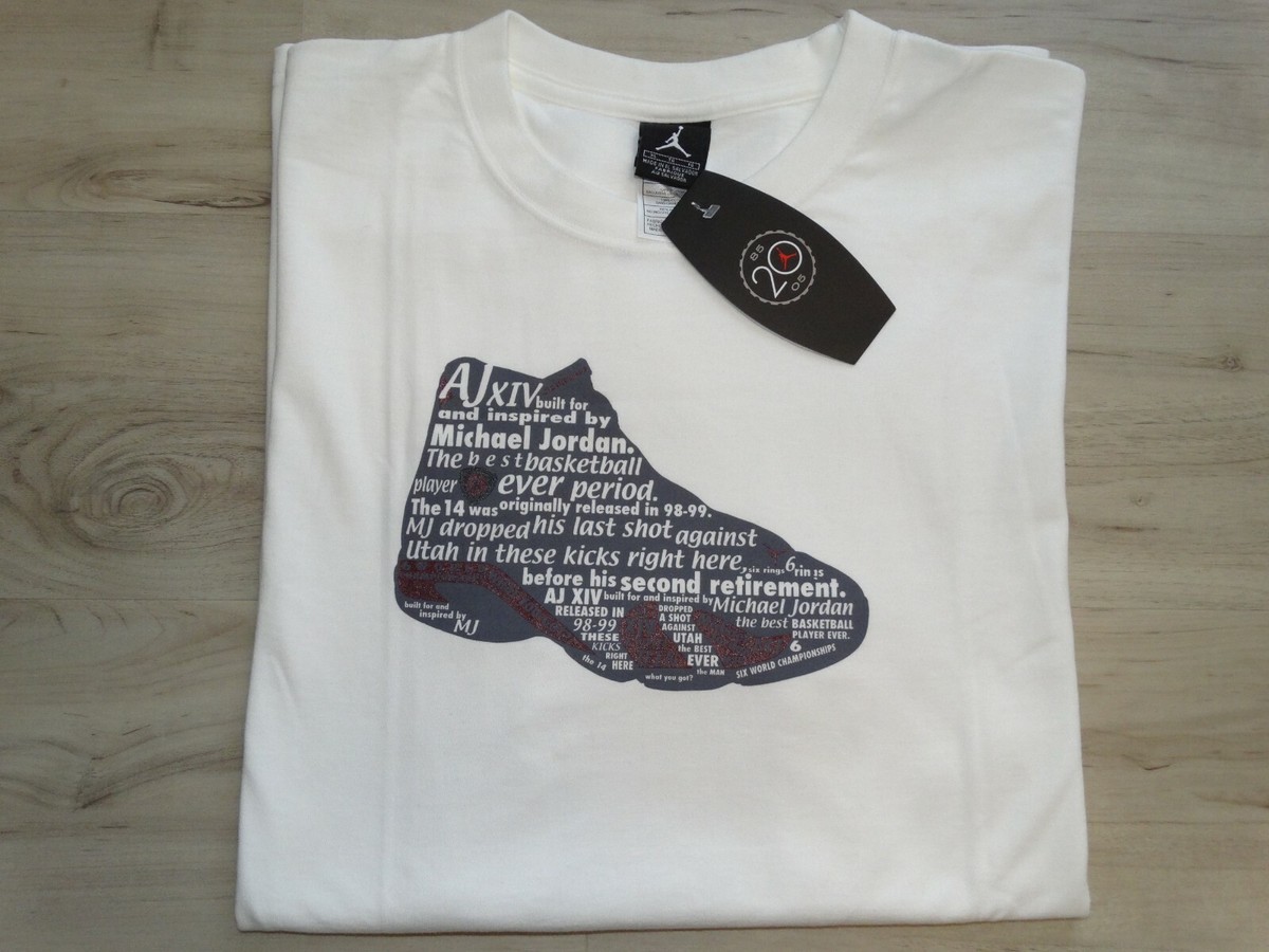 VINTAGE NIKE AIR JORDAN XIV ,MEN'S T-SHIRT, BRAND NEW WITH TAG XL, WHITE #25
