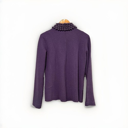 Women's Dialogue QVC Purple 100% Wool Blazer Jacket Coat Sweater Cardigan Medium - Picture 2 of 6