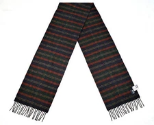 VINTAGE DALNESS PLAIDS&CHECKS BLUE RED CASHMERE BLEND LONG MENS FRINGE SCARF