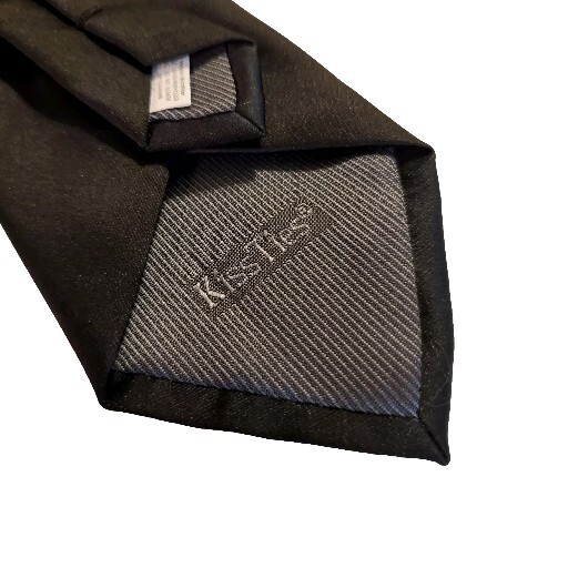 KissTies Necktie Solid Black Pattern Tie 58x3.25"… - image 4