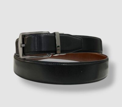 Perry Ellis Mens Black Brown Leather Reversible Buckle Dress Belt US Size 32