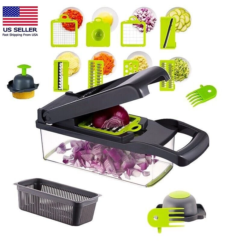 14-In-1 Vegetable Fruit Chopper Cutter Kitchen Food Slicing Onions Garlic Veggie
