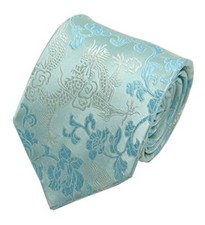 Men's Silk Tie Dragon Peony Embroidery Woven Wedding One Size Light Blue