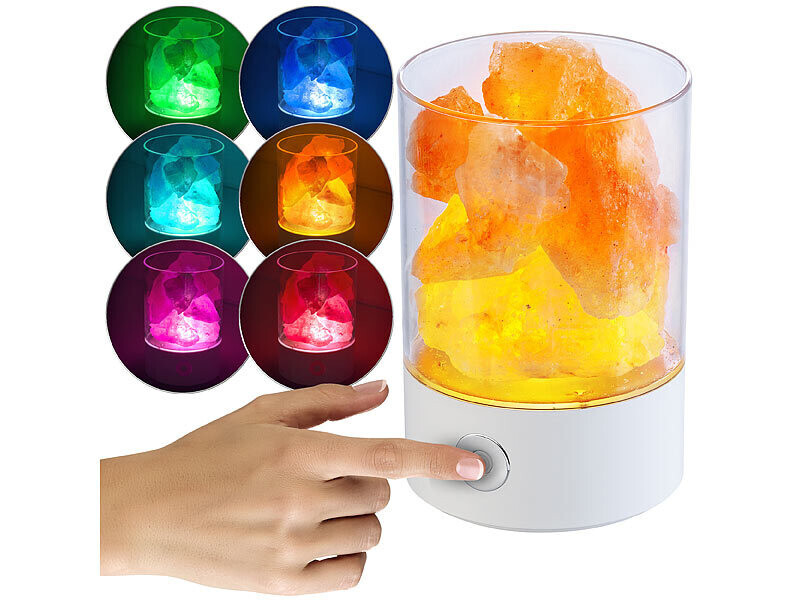 Lampe de table LED RVB avec variation de couleurs et sel rose