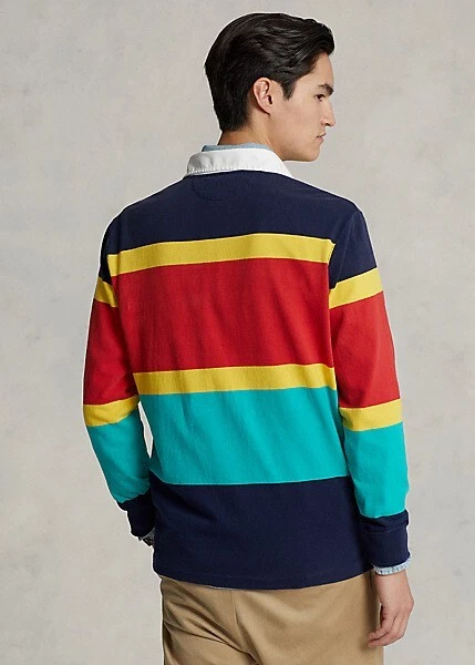 MEN'S SZ L RALPH LAUREN POLO SPORT CLASSIC FIT RUGBY SHIRT STRIPED RED USA Flag - Image 3 of 4